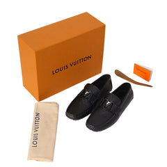 Luxury Louis Vuitton Black Leather Normal Loafers with Box and Accessories