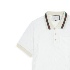 Gucci embroidered double “G”pattern white polo