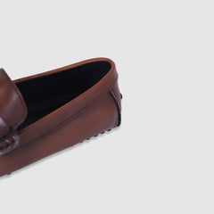 Luxury Louis Vuitton Brown Leather Normal Loafers with Signature Gold LV Buckle - Men's Premium Designer Footwear