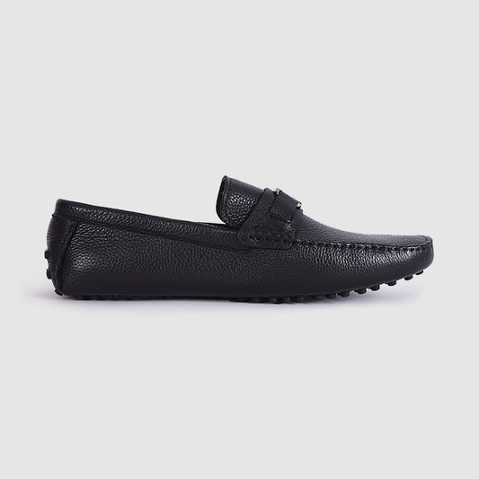 Louis Vuitton Black Leather Loafers with Signature Silver LV Buckle - Men's Luxury Designer Shoes