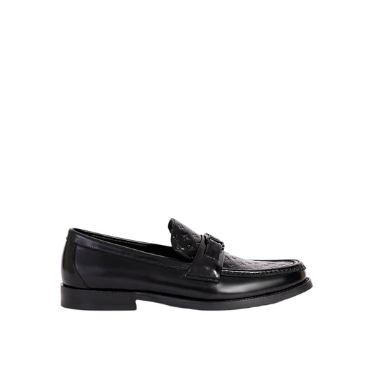 Louis Vuitton Black Patent Major Leather Loafers with Embossed Monogram Design - Men's Premium Designer Shoes