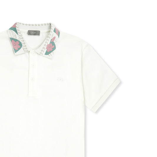 Dior printed collar white polo