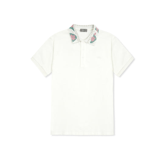 Dior printed collar white polo