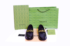 Luxurious Gucci Black Major Loafers With iconic gold horsebit detail